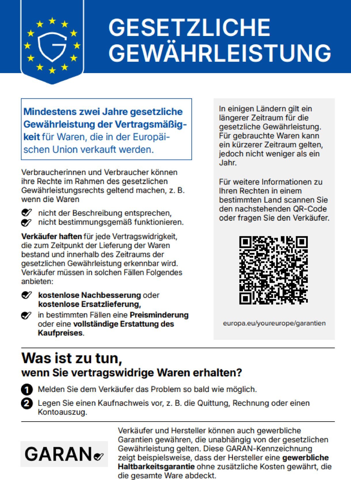 EU-Gewährleistungslabel