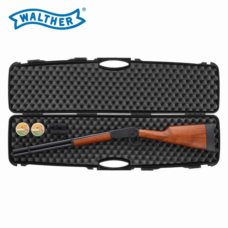 SET Walther Lever Action long 4,5 mm Diabolo CO2-Gewehr 88 Gramm Version (P18) + Koffer inklusive 2 Zahlenschlösser + 1000 Diabolos