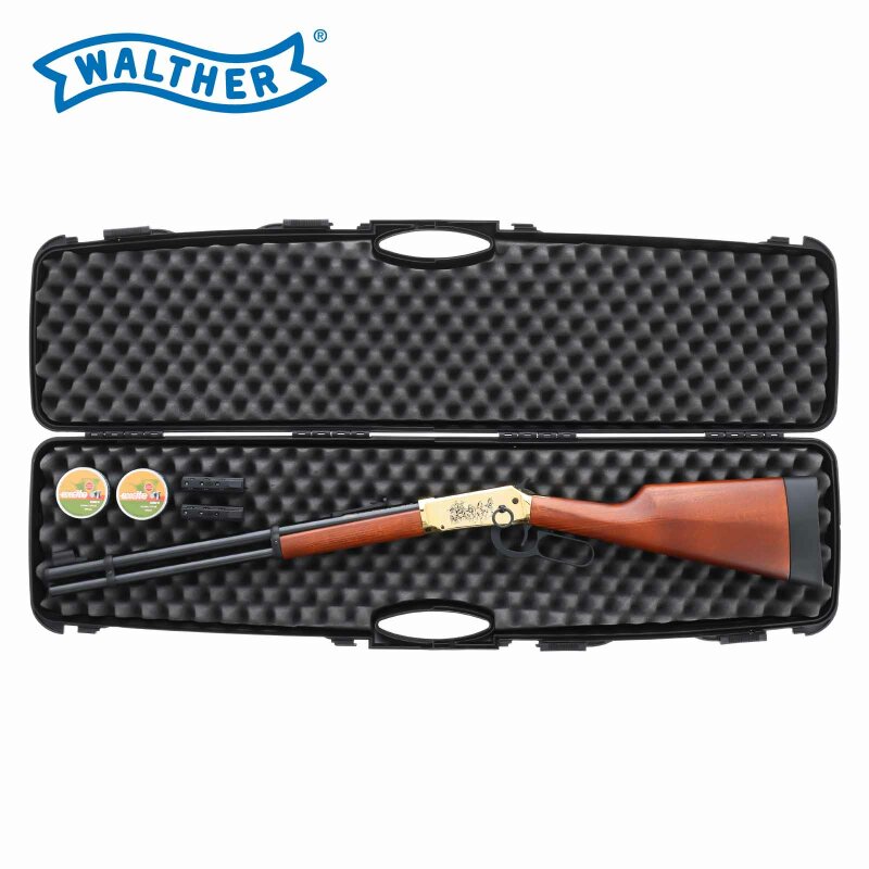 SET Walther Lever Action Wells Fargo long 4,5 mm Diabolo CO2-Gewehr 88 Gramm Version (P18) + Koffer inklusive 2 Zahlenschlösser + 1000 Diabolos