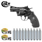 Luftpistolenset Colt Python 2,5" Lauflänge 4,5 mm Diabolos / Stahl BB Co2 Revolver (P18) + 1000 Diabolos + 10 Co2-Kapseln