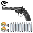 Revolverset  Colt Python 6" Lauflänge 4,5 mm Diabolos / Stahl BB Co2 Revolver (P18) + 1000 Diabolos + 10 Co2-Kapseln