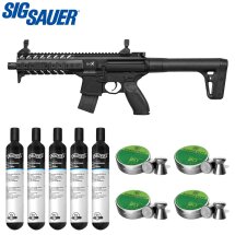 Komplettset SIG SAUER MPX Co2-Gewehr Schwarz 4,5 mm Diabolo (P18) + 5 x 88 g Co2-Kapseln + 2000 Diabolos