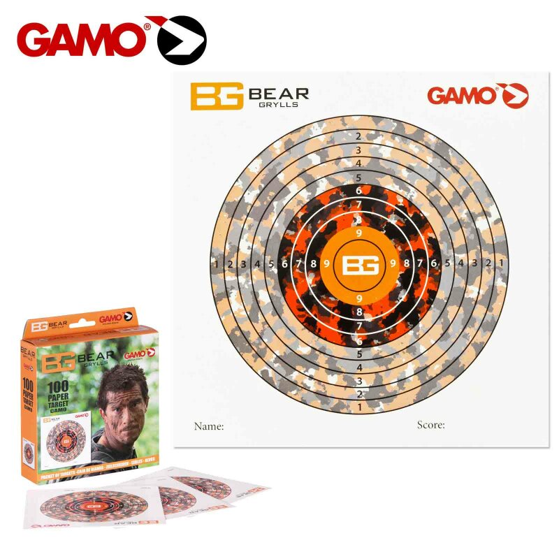 Gamo Schießscheiben/Zielscheiben Bear Grylls Motiv Camo-Muster 100 Stück