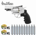 Luftpistolenset Co2 Revolver Dan Wesson 2,5" Silber 4,5 mm Diabolo (P18) + 1000 Diabolos + 10 Co2-Kapseln