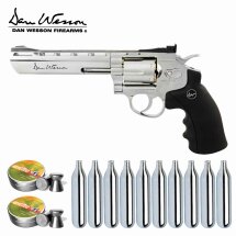Luftpistolenset Co2 Revolver Dan Wesson 6" Silber...