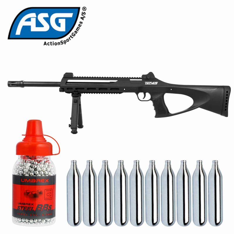 Komplettset ASG TAC 4.5 Co2-Luftgewehr 4,5 mm BB (P18)+ 10 Co2-Kapseln Umarex + 1500 Stahl-BBs Umarex