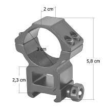 TFI Montage für Optik mit 30 mm Rohrdurchmesser für 21 mm Weaverschiene