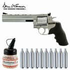 Luftpistolenset Dan Wesson Co2-Revolver 715 Lauflänge 6" 4,5 mm Stahl BB Silber (P18) + 10 Co2-Kapseln + 1500 Stahl-BBs 4komma5