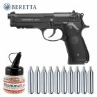 Luftpistolenset Beretta M92A1 4,5 mm Stahl BB Co2-Pistole Blow Back (P18) + 10 Co2-Kapseln + 1500 Stahl-BBs 4komma5
