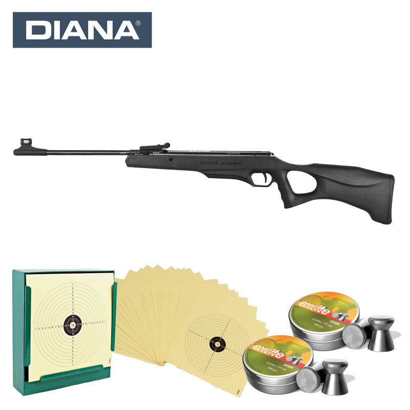 SET Knicklauf Luftgewehr Diana Eleven - 4,5 mm Diabolo (P18) + 1000 Diabolos + 100 Scheiben + Kugelfang