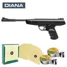 SET Diana Knicklauf Luftpistole LP8 Magnum Kaliber 4,5 mm Diabolo (P18) + 1000 Diabolos + 100 Scheiben + Kugelfang