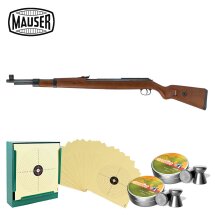 SET Mauser K98 Starrlauf Unterhebelspanner Luftgewehr Kaliber 4,5 mm Diabolo (P18) + 1000 Diabolos + 100 Scheiben + Kugelfang