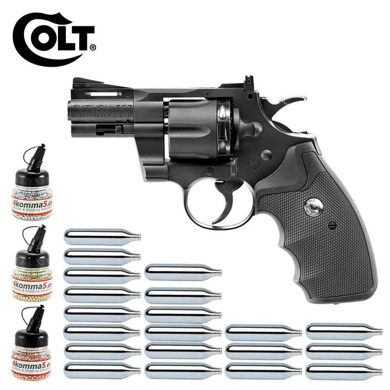 Superset Colt Python 2,5" Lauflänge 4,5 mm Diabolos / Stahl BB Co2 Revolver (P18)