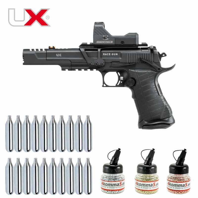 Superset Umarex Racegun SET mit LPV 4,5 mm Stahl BB Blowback Co2-Pistole (P18)