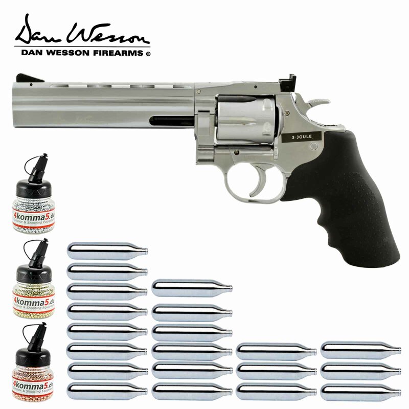 Superset Dan Wesson Co2-Revolver 715 Lauflänge 6" 4,5 mm Stahl BB Silber (P18)