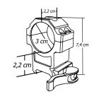 UTG 30 mm High Pro Lever Lock QD Picatinnyringe 22 mm breit - 2 Stück