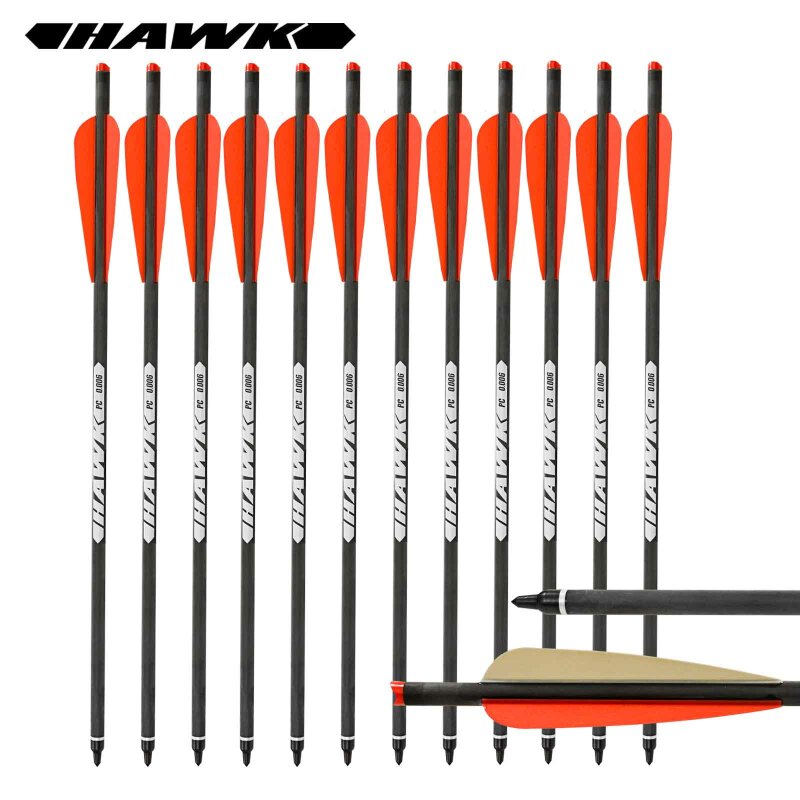 12-er Pack Hawk Armbrustbolzen Carbon 20" (50,8 cm)  ø 8,8 mm