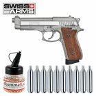SET Swiss Arms SA92 Fullmetal Co2 Pistole Blow Back 4,5 mm BB (P18) + 4komma5 Stahl BBs + Co2-Kapseln