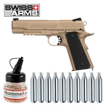 SET Swiss Arms P1911 Co2 Pistole schwarze Griffschalen...