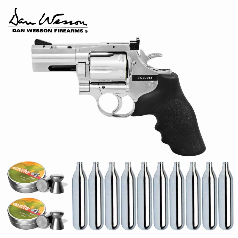 Luftpistolenset Dan Wesson Co2-Revolver 715 Lauflänge 2,5" - 4,5 mm Diabolo (P18) + 1000 Diabolos + 10 Co2-Kapseln