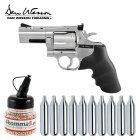 SET von Dan Wesson Co2-Revolver 715 Lauflänge 2,5" 4,5 mm Stahl BB Silber (P18) + 4komma5 Stahl BBs + Co2-Kapseln