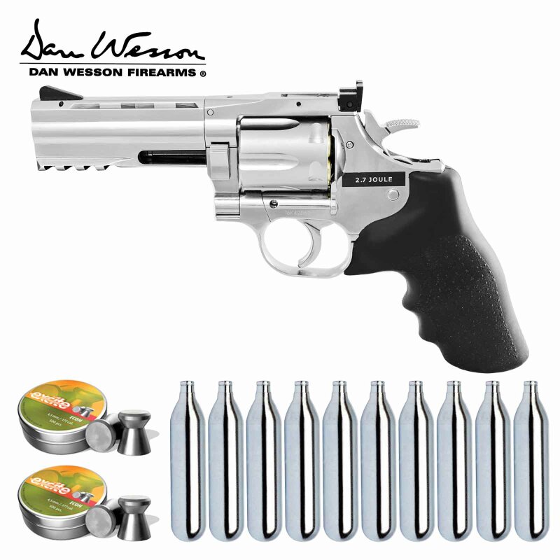 Luftpistolenset Dan Wesson Co2-Revolver 715 Lauflänge 4" - 4,5 mm Diabolo (P18) + 1000 Diabolos + 10 Co2-Kapseln