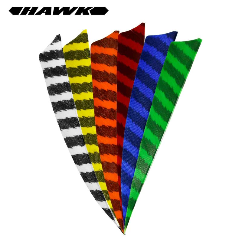 6-er Pack Hawk Naturfedern gestreift 5" Shield