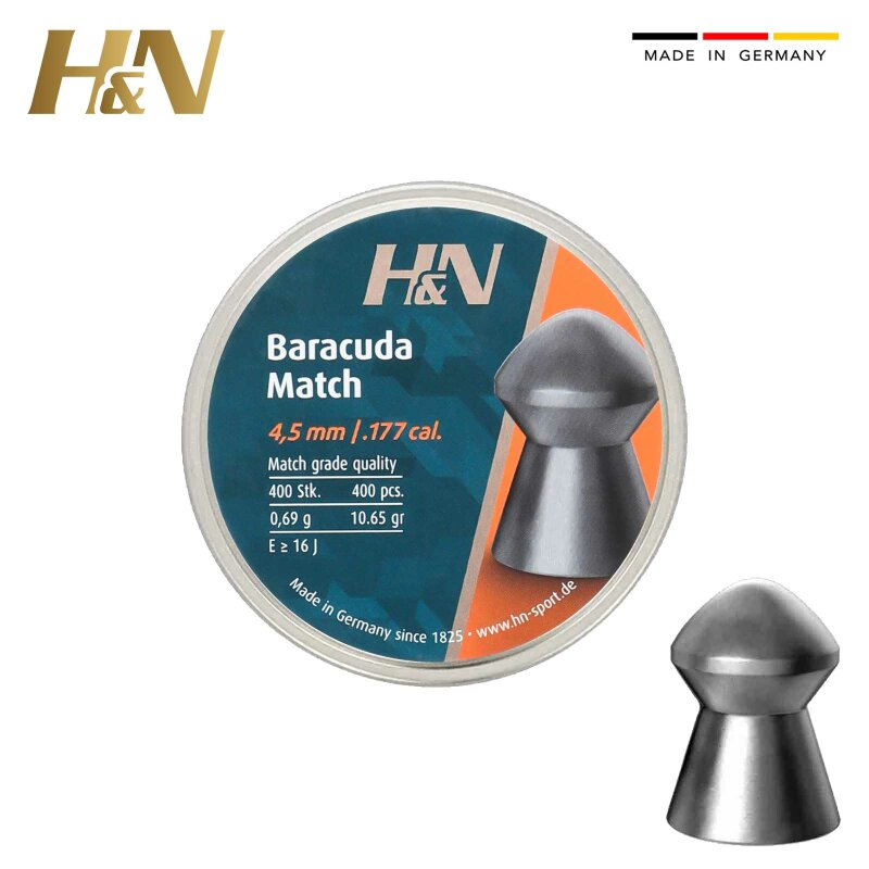 H&N Baracuda Match Diabolo 4,50 mm glatt Luftgewehrkugeln 400 Stück