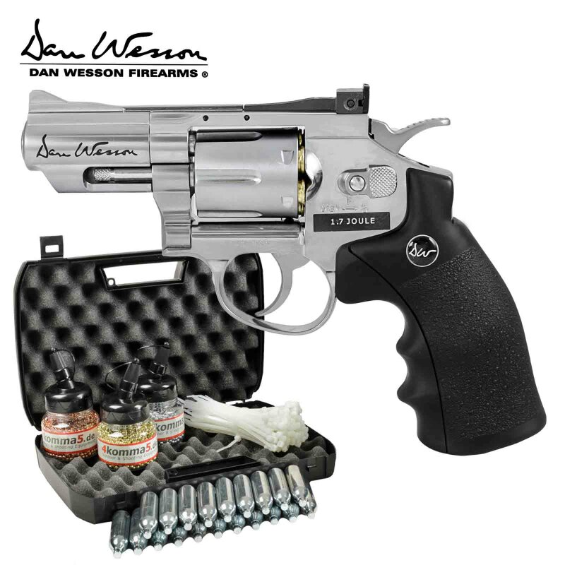 Kofferset Co2 Revolver Dan Wesson 2,5" 4,5 mm Stahl BB Silber (P18)