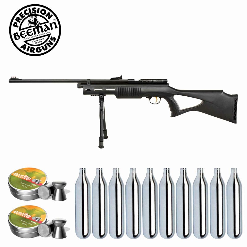 SET Beeman QB78B 4,5 mm Diabolo Co2 Gewehr Schwarz (P18) + Zweibein + 1000 Diabolos + 10 Co2-Kapseln