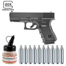 SET Umarex Glock 19 Co2-Pistole Kaliber 4,5 mm Stahl BB (P18)