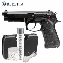 Komplettset Beretta M9 Vollmetall Softair-Pistole Kaliber 6 mm BB Gas Blowback (P18)