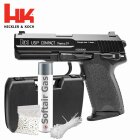 Komplettset Heckler & Koch USP Compact Softair-Pistole Kaliber 6 mm BB Gas Blowback (P18)