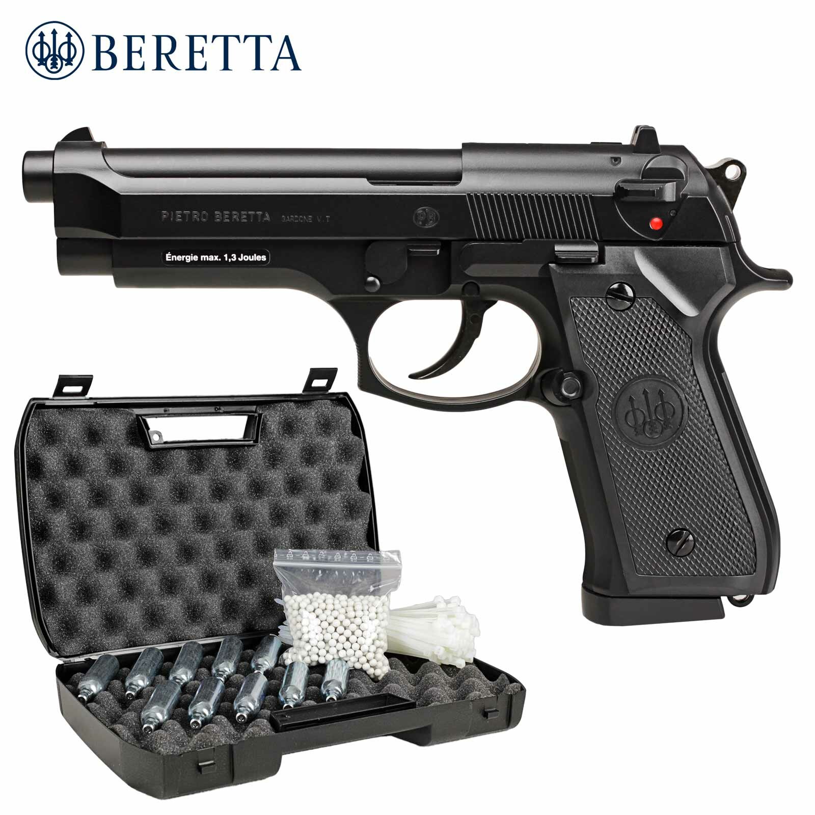 Komplettset Beretta 92 FS Softair-Co2-Pistole Kaliber 6 mm BB NBB 