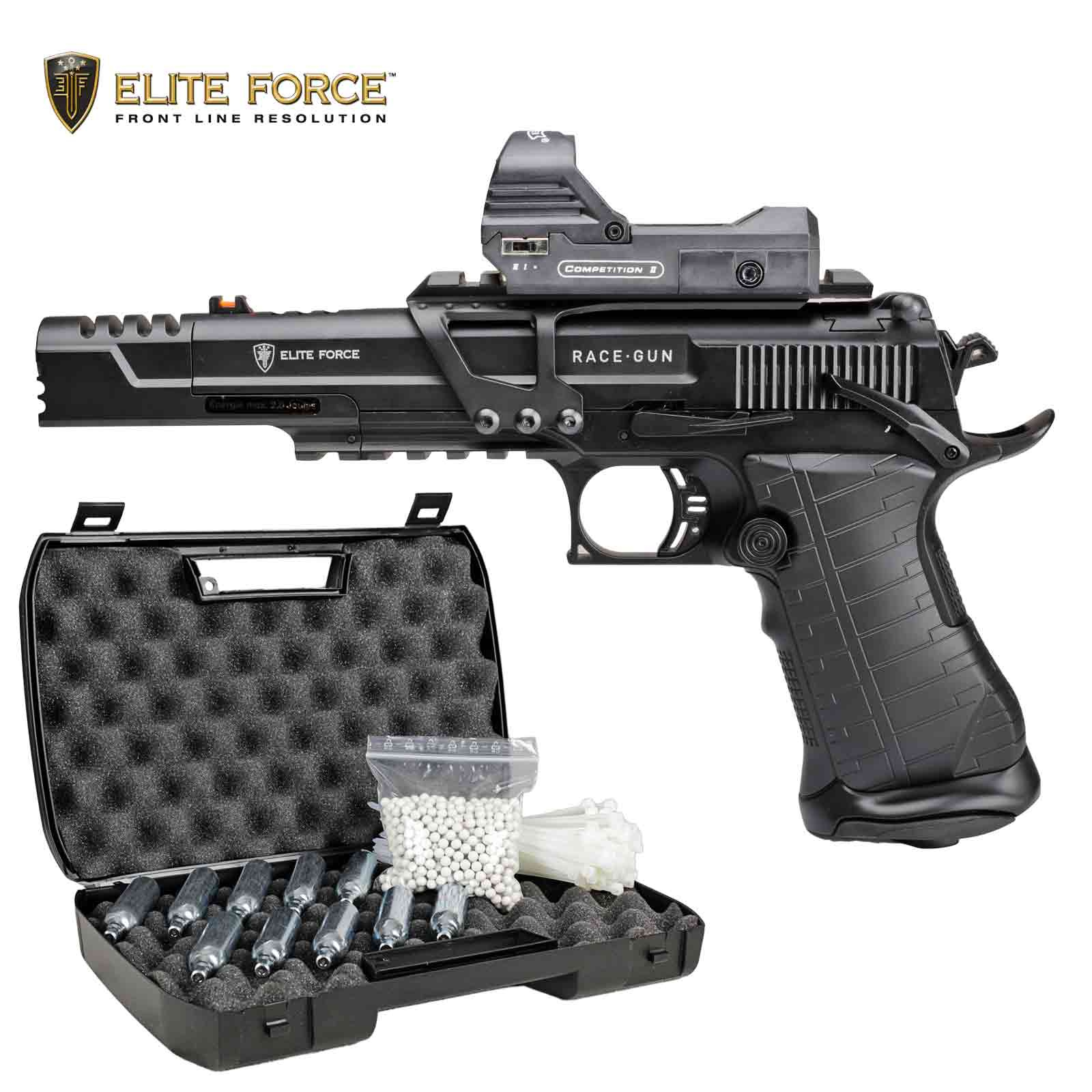 Komplettset Elite Force Race Gun Vollmetall SoftairCo2Pistole Kalib
