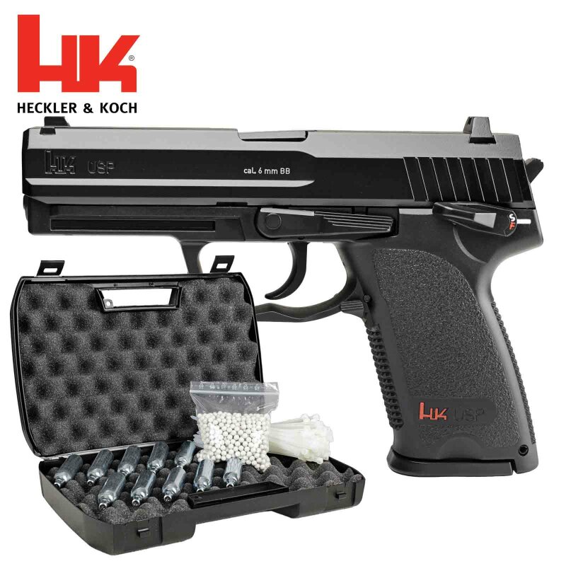 Komplettset Heckler & Koch USP Metallschlitten Softair-Co2-Pistole Kaliber 6 mm BB NBB (P18)