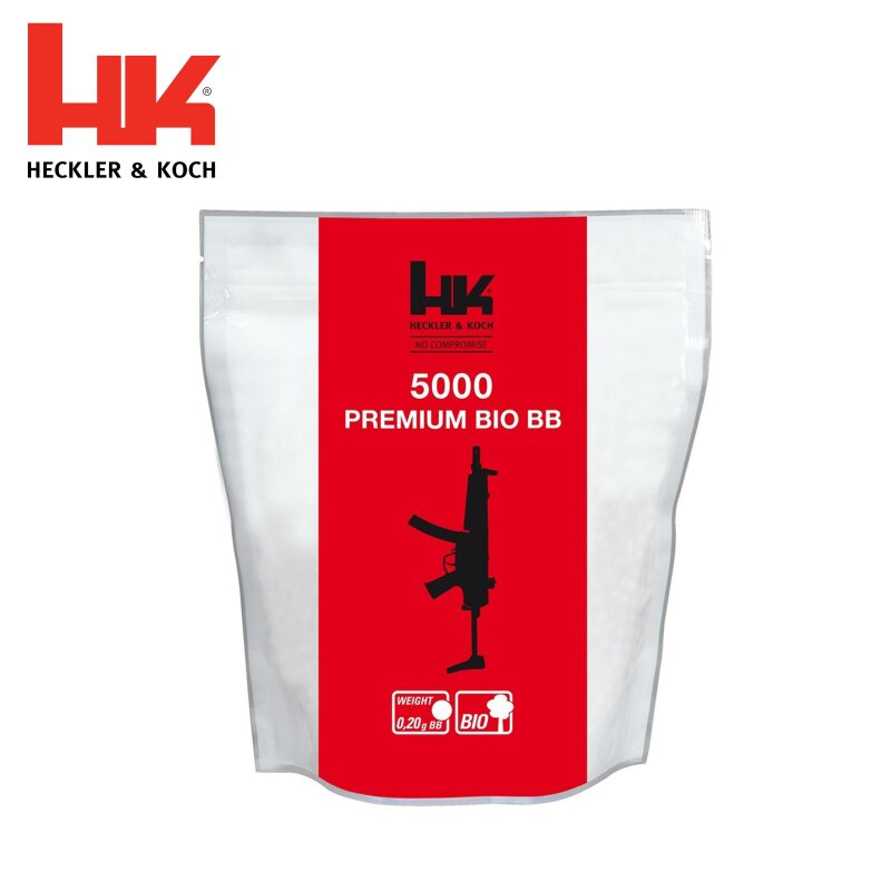 Heckler & Koch Softair BBs Premium Bio Selection - 6 mm BB/0,20 g/5000 Stück Zipper Bag