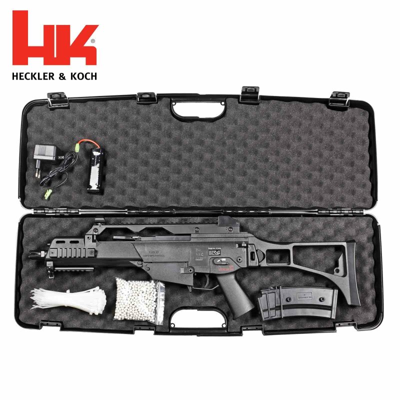 Komplettset Heckler & Koch G36 C Sportsline S-AEG Softair-Gewehr Kaliber 6 mm BB (P18) + Akku und Ladegerät