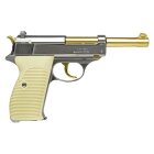 SET Walther P38 Gold - 4,5 mm Stahl BB Blow Back Co2-Pistole (P18)