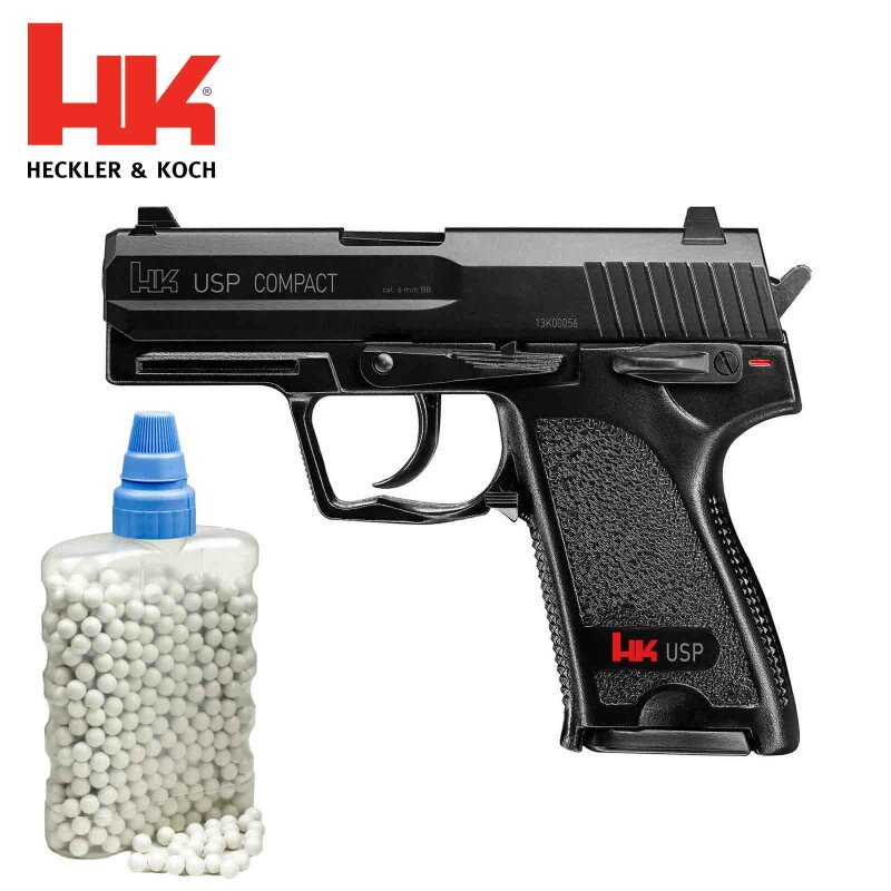 SET Heckler & Koch USP Compact Federdruck Softair-Pistole 6 mm BB (P14) + 800 BB