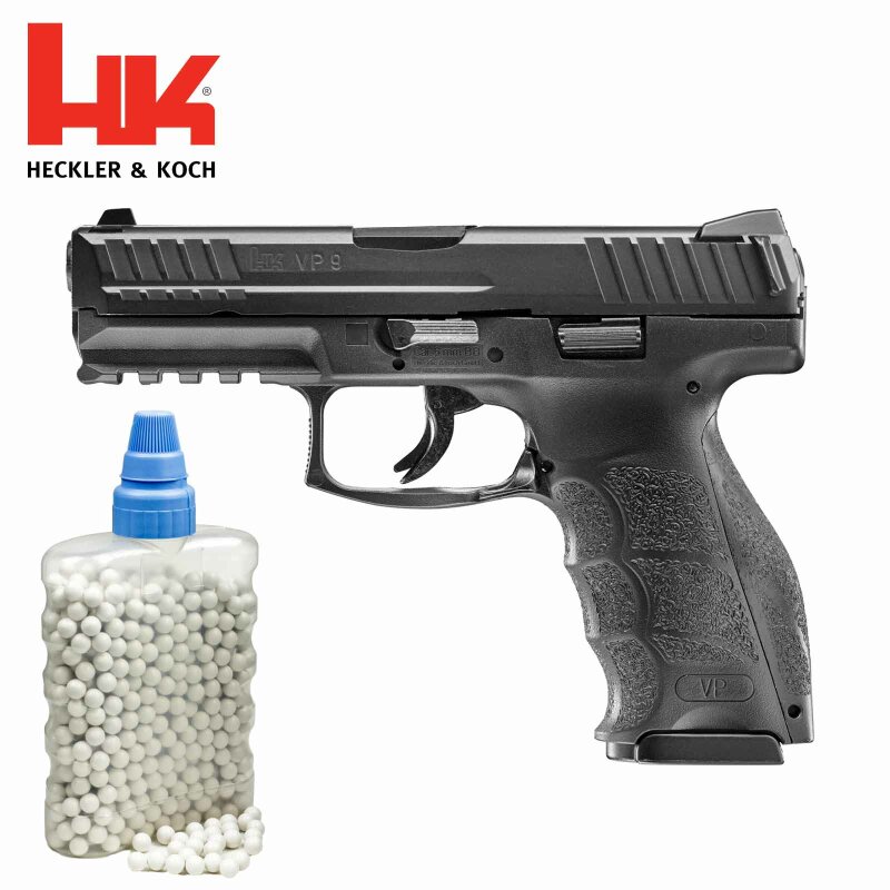 SET Heckler & Koch VP9 Metallschlitten Heavy Metal Energy Federdruck Softair-Pistole 6 mm BB (P14) + 800 BB