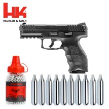 SET Heckler & Koch VP9 Schwarz - 4,5 mm Stahl BB Blowback Co2-Pistole (P18)