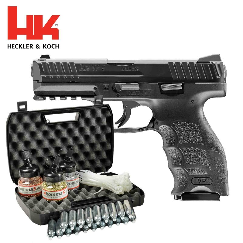 Kofferset Heckler & Koch VP9 Schwarz - 4,5 mm Stahl BB Blowback Co2-Pistole (P18)