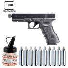 SET Glock 17  mit Laufgewinde Co2-Pistole Kaliber 4,5 mm Stahl BB / Diabolo Blowback (P18)