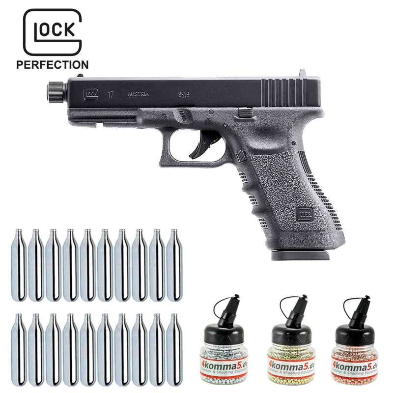 Superset Glock 17  mit Laufgewinde Co2-Pistole Kaliber 4,5 mm Stahl BB / Diabolo Blowback (P18)