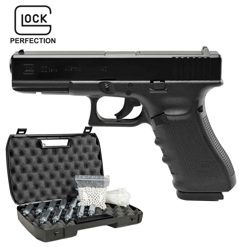 Komplettset Glock 22 Gen4 Softair-Co2-Pistole Kaliber 6 mm BB NBB (P18)