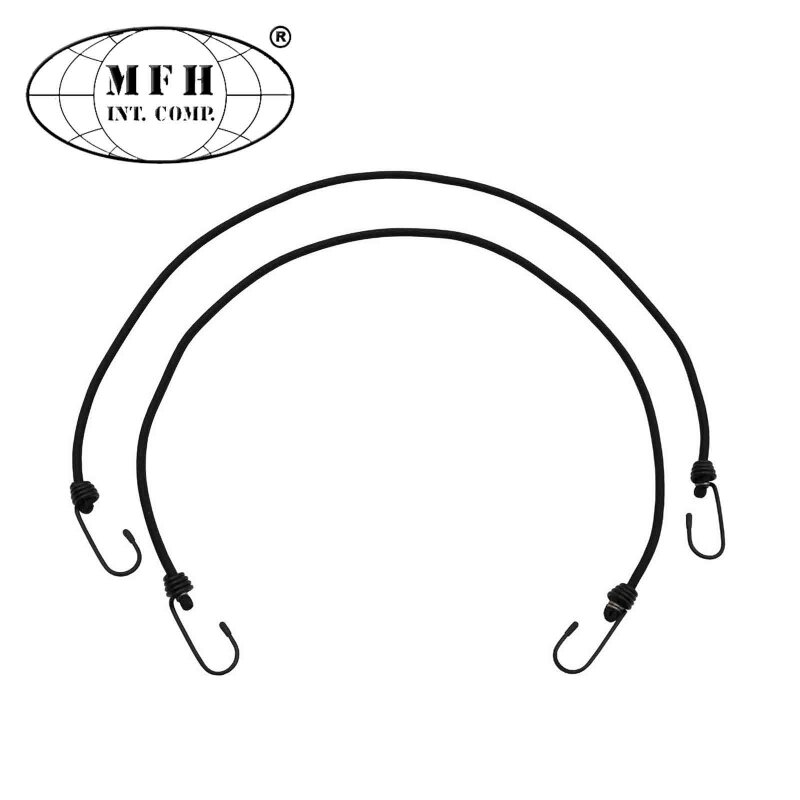 MFH Expander / Spannseil mit Haken 75 cm Schwarz 2-er Pack