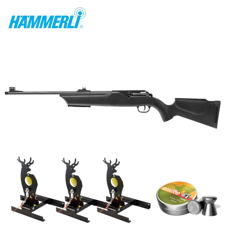 SET Hirschtrio: Hämmerli Umarex 850 AirMagnum 4,5 mm CO2-Gewehr (P18) + 3x Umarex Drop Shot Target Hirsch