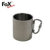 Fox Outdoor Tasse Edelstahl mit Karabinerhenkel 300 ml