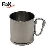 Fox Outdoor Tasse Edelstahl mit Karabinerhenkel 220 ml